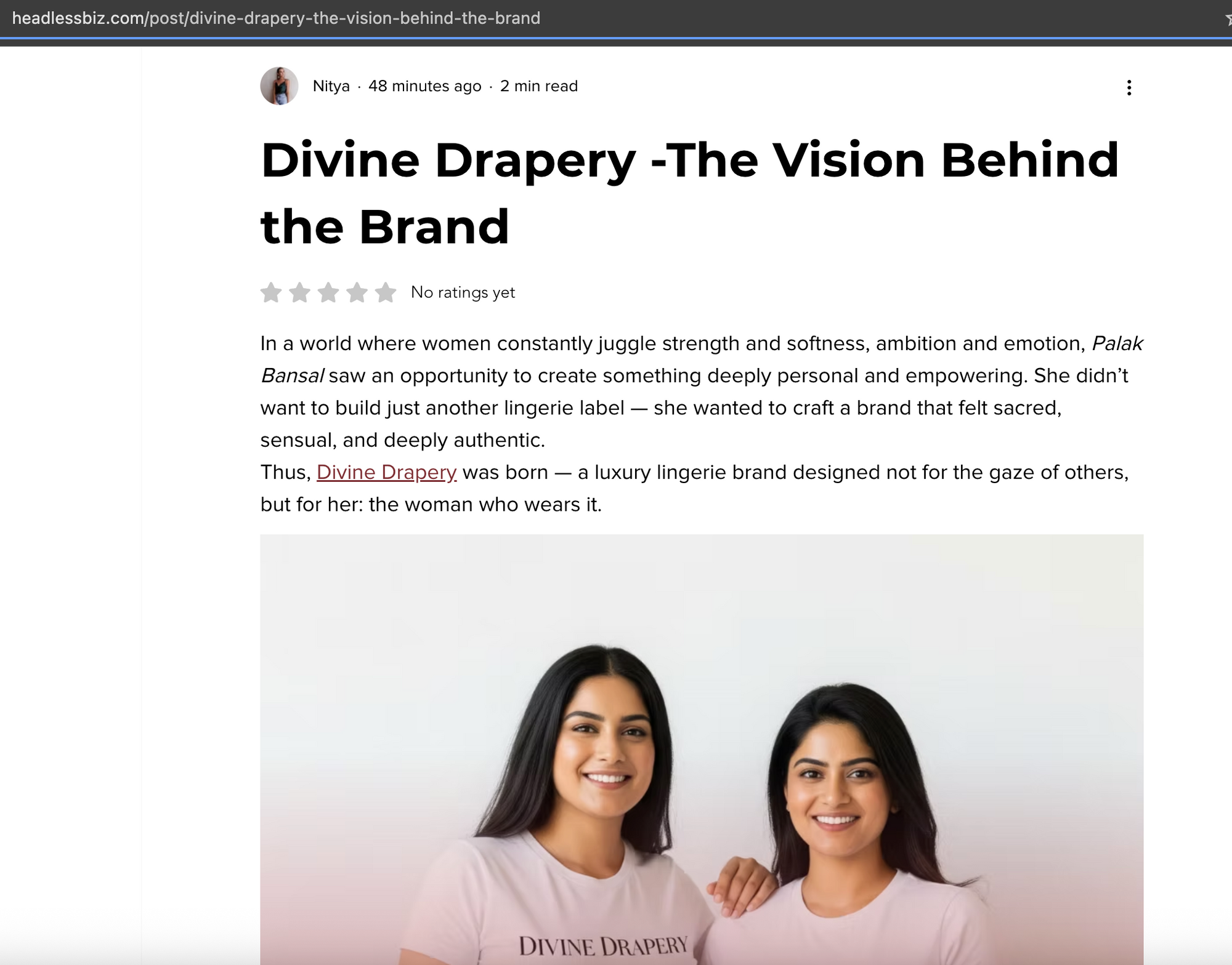 Divine Drapery Featured in HeadlessBiz