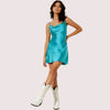 Flirty Silk Slip Aqua Blue Dress