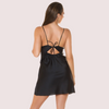 Sexy Satin Mini Dress with V-Neck &amp; Cutout
