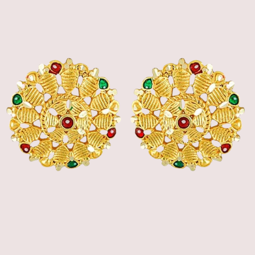 Pack of 2 Gold Finish Traditional Earrings Set for Women