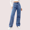 High Waisted Washed Straight Leg Jeans for Women