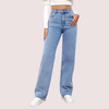 Women&#39;s Fashionable Washed High Waist Straight Jeans
