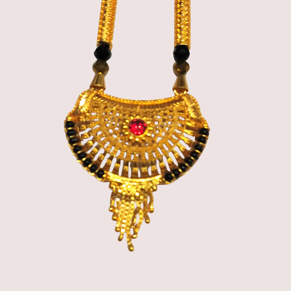 Heritage Layered Bead Mangalsutra with Antique Crescent Pendant