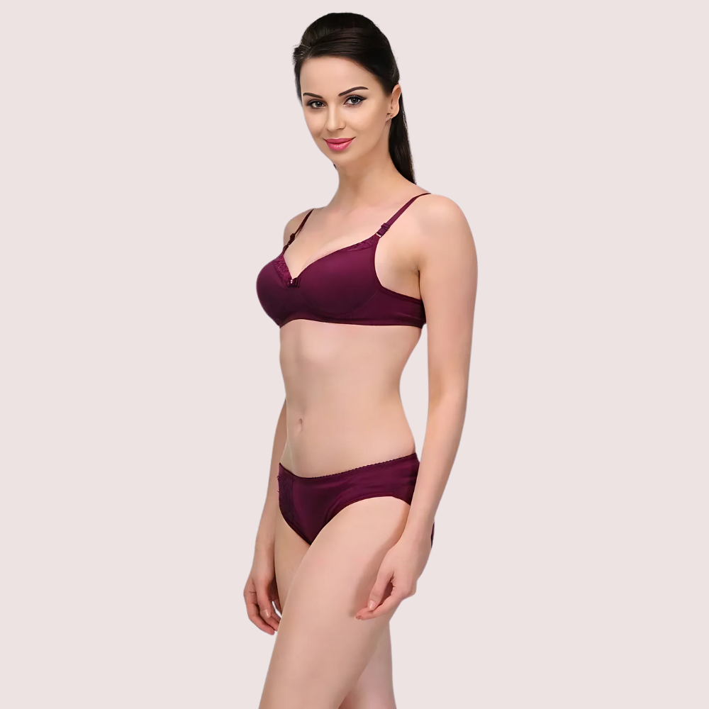 "Pure" Cotton Purple Bra Panty Set